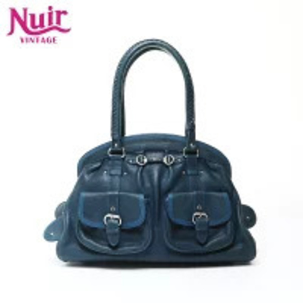 Christian Dior Logo Leather Shoulder Bag Blue